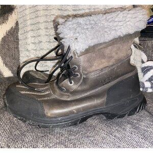 UGG Butte Lace Up Mens Winter Snow Boots Brown Leather Waterproof Size 10.5